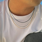 Punk Layered Box Chain Necklace Men's Clavicle Statement Jewelry