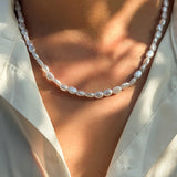 Baroque Pearl Chain Choker Necklace Elegant Beaded Wedding Jewelry