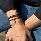 Multi-layer Rope Chain Bracelet Cross Pendant Bracelet