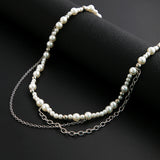 Pearl Acrylic Ball Necklace Metal Tassel Pendant Choker Men's Jewelry