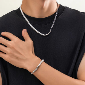 Pearl Metal Chain Clavicle Necklace Gothic Bead Chain Necklace