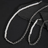 Pearl Metal Chain Clavicle Necklace Gothic Bead Chain Necklace