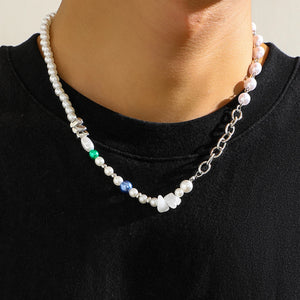Irregular Crushed Stone Chain Choker Punk Pearl Clavicle Necklace