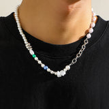 Irregular Crushed Stone Chain Choker Punk Pearl Clavicle Necklace