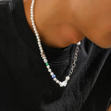 Irregular Crushed Stone Chain Choker Punk Pearl Clavicle Necklace