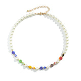 Y2K Acrylic Pattern Bead Chain Necklace Pearl Choker Men Casual Jewelry
