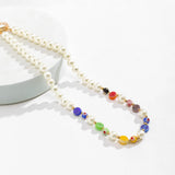 Y2K Acrylic Pattern Bead Chain Necklace Pearl Choker Men Casual Jewelry
