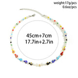 Y2K Colorful Flower Pattern Acrylic Bead Necklace Choker