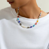Y2K Colorful Flower Pattern Acrylic Bead Necklace Choker
