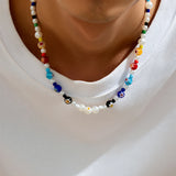 Y2K Colorful Flower Pattern Acrylic Bead Necklace Choker