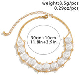 Metal Double Layer Chain Choker Charm Baroque Pearl Chain Collar Necklace