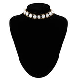 Metal Double Layer Chain Choker Charm Baroque Pearl Chain Collar Necklace