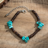 Vintage Brown Wood Bead Bracelet Boho Stone Chain Men's Jewelry Gift