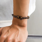 Vintage Brown Wood Bead Bracelet Boho Stone Chain Men's Jewelry Gift
