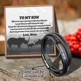 Personalized Son Name Woven Bracelet Men's Leather Bracelet