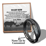 Personalized Son Name Woven Bracelet Men's Leather Bracelet