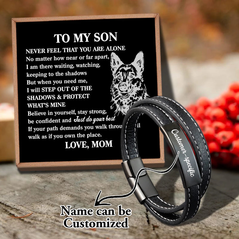 Men's Son Name Woven Bracelet Card Multi-layer Leather