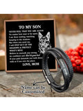 Men's Son Name Woven Bracelet Card Multi-layer Leather