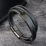 Men's Son Name Woven Bracelet Card Multi-layer Leather