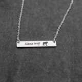 12pcs Mama Wolf Necklace - Stainless Steel Wolf Bar Jewelry Gift