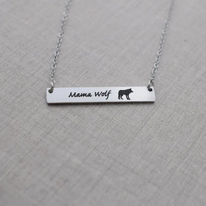 12pcs Mama Wolf Necklace - Stainless Steel Wolf Bar Jewelry Gift