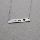 12pcs Mama Wolf Necklace - Stainless Steel Wolf Bar Jewelry Gift