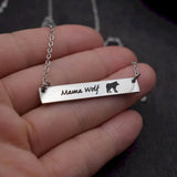 12pcs Mama Wolf Necklace - Stainless Steel Wolf Bar Jewelry Gift