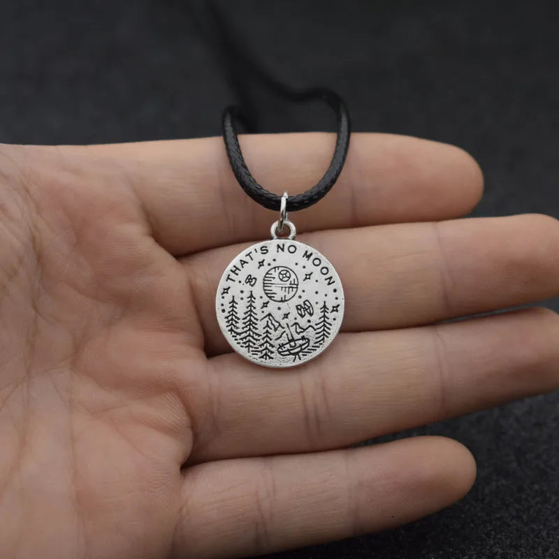 Alien Arrival Pendant Leather Cord Necklace Gift Jewelry