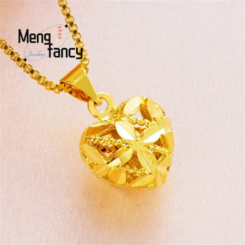 Sand Peacock Teardrop Heart Pendant Charm Necklace