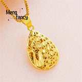 Sand Peacock Teardrop Heart Pendant Charm Necklace