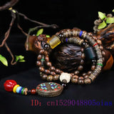 Sandalwood Necklace Pendant Chinese Talismans Man Stone Charms