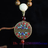 Sandalwood Necklace Pendant Chinese Talismans Man Stone Charms