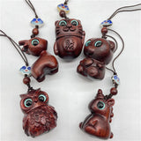 Sandalwood Cat Keychain Wooden Pendant Mobile Phone Chain