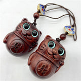 Sandalwood Cat Keychain Wooden Pendant Mobile Phone Chain