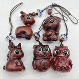 Sandalwood Cat Keychain Wooden Pendant Mobile Phone Chain
