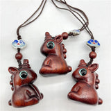 Sandalwood Cat Keychain Wooden Pendant Mobile Phone Chain