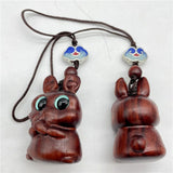 Sandalwood Cat Keychain Wooden Pendant Mobile Phone Chain