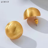 Sandblast Copper Ball Earrings For Women Vintage Metal Style Girl Gift