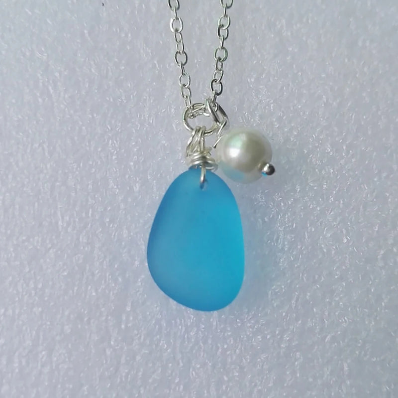Sanlan Lovely Sea Glass Necklace Women's Necklace