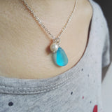 Sanlan Lovely Sea Glass Necklace Women's Necklace
