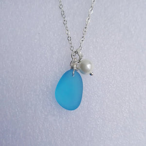 Sanlan Lovely Sea Glass Necklace Women's Necklace