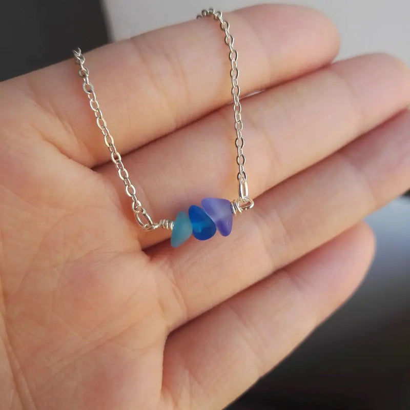 Sanlan Small Sea Glass Necklace