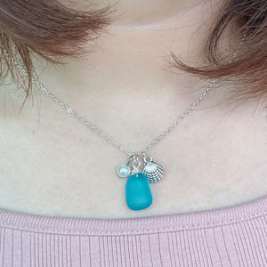 Wire Wrapped Sea Glass Necklace with Cards