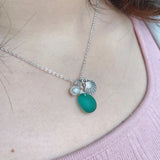 Wire Wrapped Sea Glass Necklace with Cards