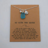 Wire Wrapped Sea Glass Necklace with Cards