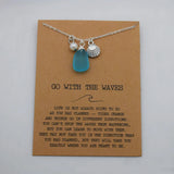 Wire Wrapped Sea Glass Necklace with Cards