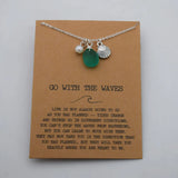 Wire Wrapped Sea Glass Necklace with Cards