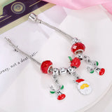 Christmas Santa Elk Bracelet Red Crystal Beads Jewelry