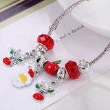 Christmas Santa Elk Bracelet Red Crystal Beads Jewelry