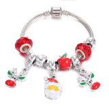 Christmas Santa Elk Bracelet Red Crystal Beads Jewelry